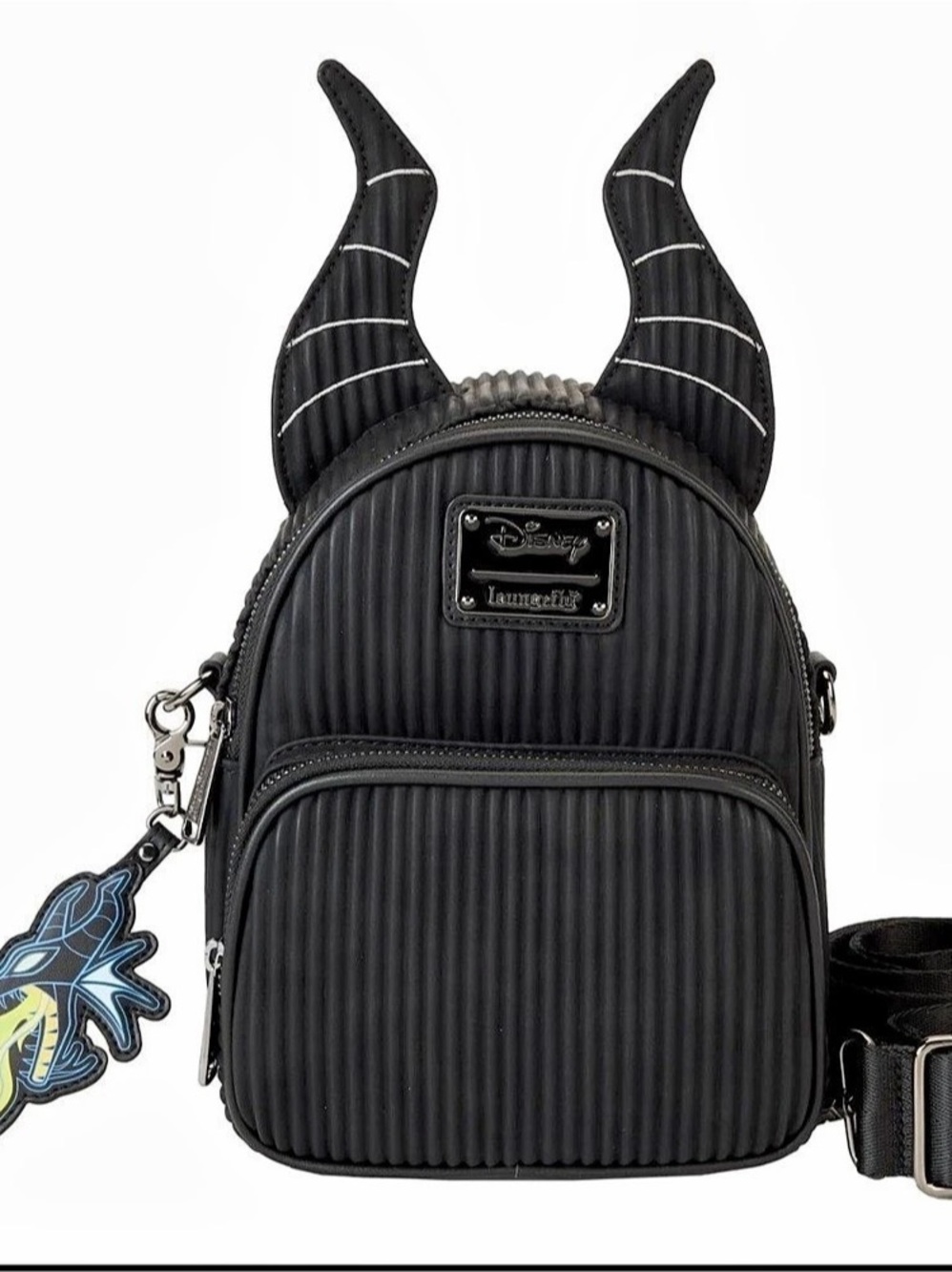Loungefly Disney Villains Maleficent Dragon Horns Convertible Mini Backpack &